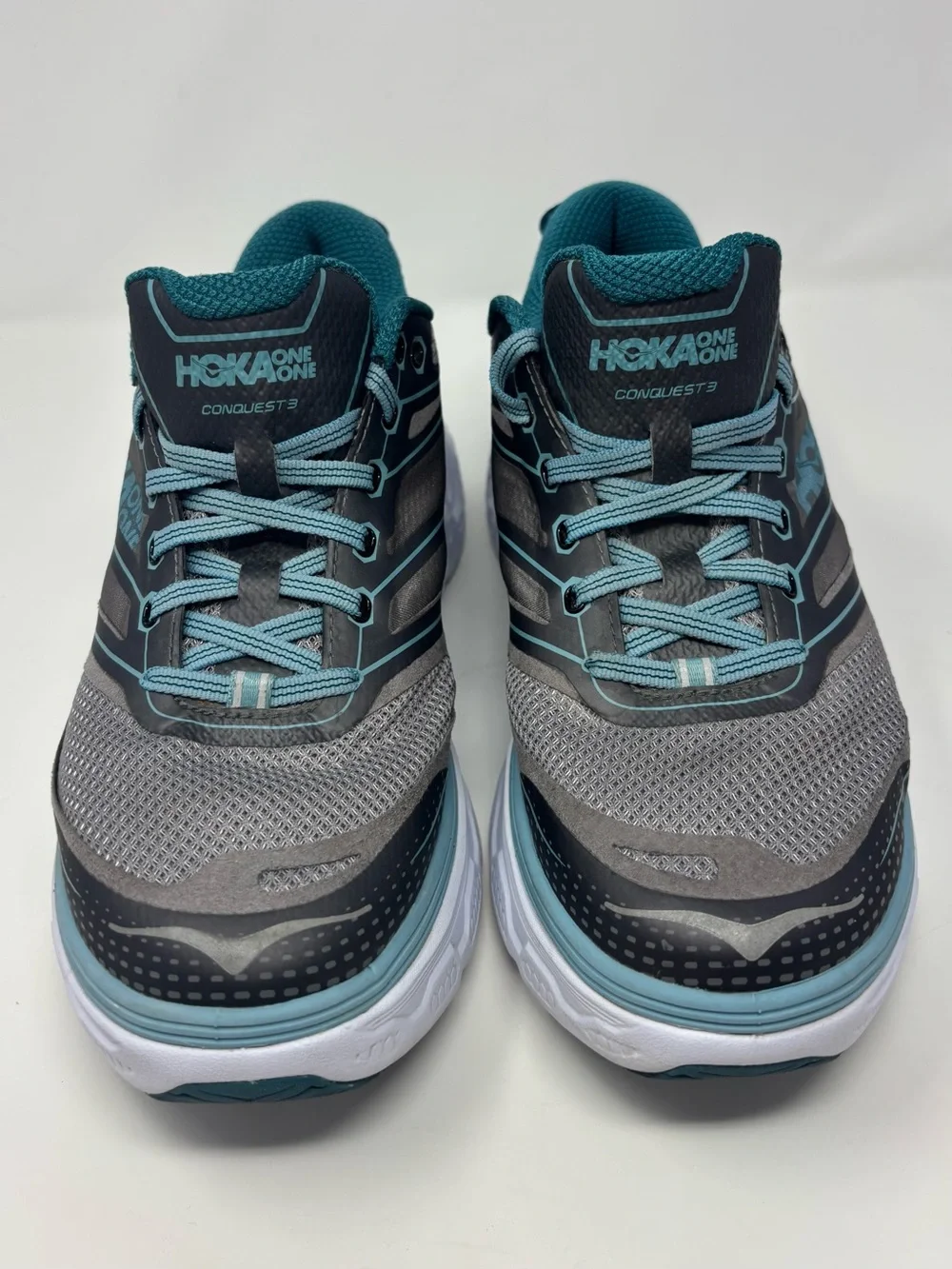 Hoka One One Conquest 3 Womens Sneakers Teal Gray Size 10